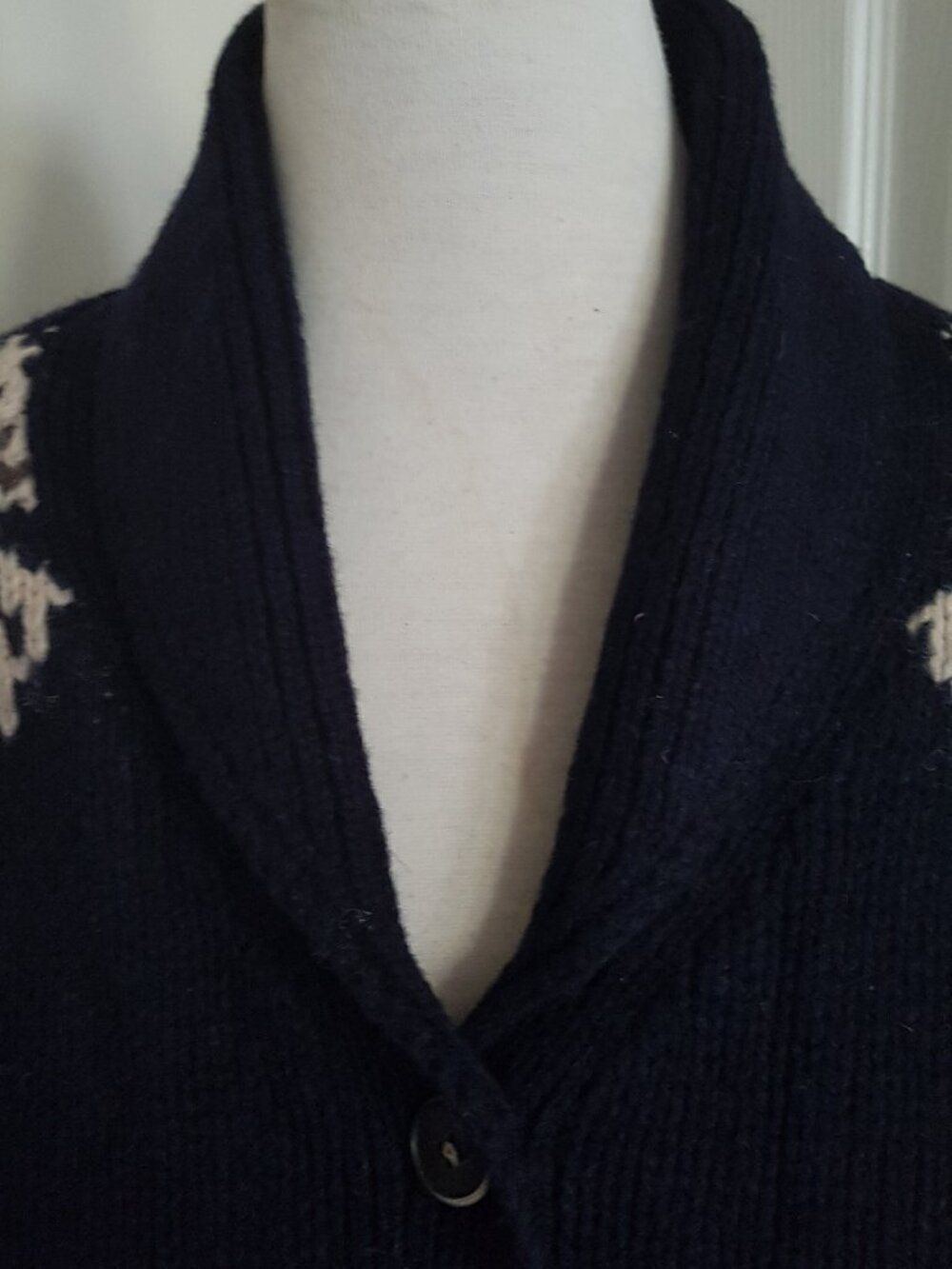 JACOB 100% Wool Woman Cardigan Sweater Black/white Fair Isle patterns Size S - Picture 2 of 5